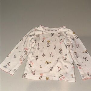 Charming Floral Long Sleeve Tee - White, Pink, Yellow